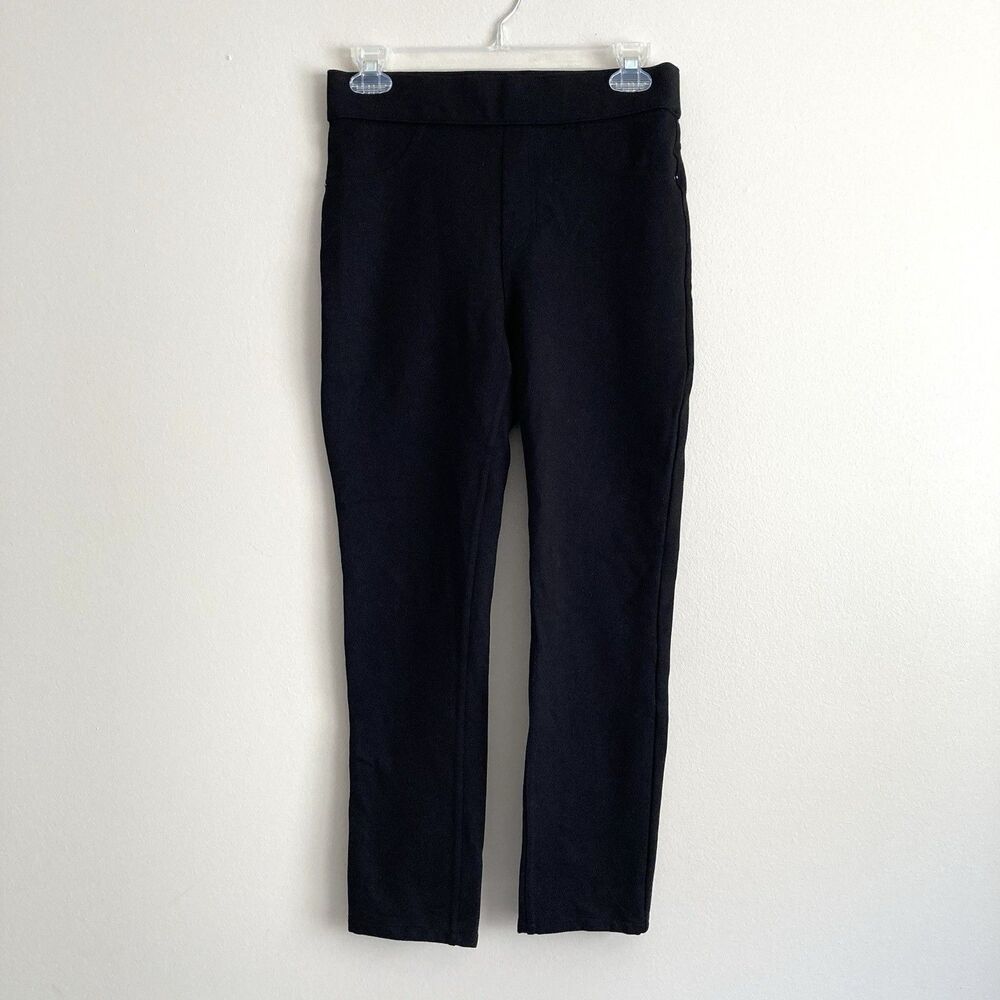 Quince Womens Black Pull On Ponte Knit Pants Size Medium Slim Fit Elastic Waist